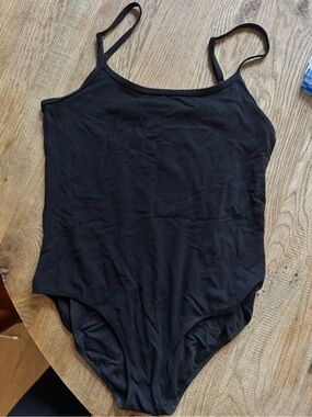 TNA Black Spaghetti-Strap Chemise Bodysuit